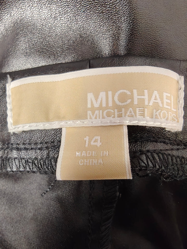 Womens Michael Kors Faux Leather Pants Black Size 14
