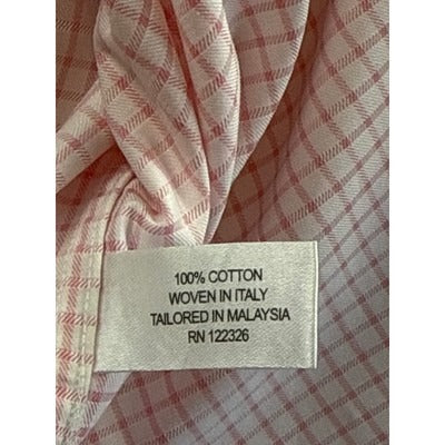 Men’s JWM J.Hillburn Light Pink Checkered Cotton Dress Shirt L-XL