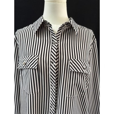Women’s Notations Black & White Striped Button up Sz L