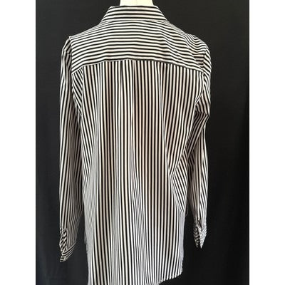 Women’s Notations Black & White Striped Button up Sz L