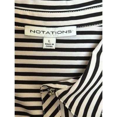 Women’s Notations Black & White Striped Button up Sz L