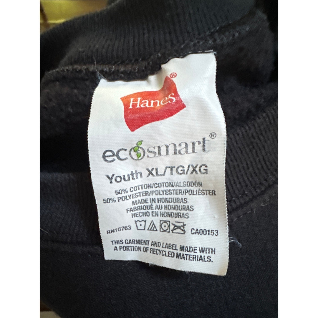Hanes EcoSmart Youth Black Sweatshirt XL Cotton & Polyester