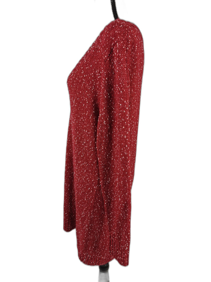 Women’s Lovers + Friends Sweater Dress Red Speckled V-Neck Size S