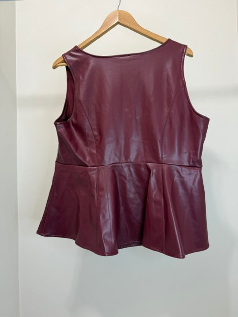 Torrid Faux Leather Peplum Tank Burgundy Size 1(14-16) NWT