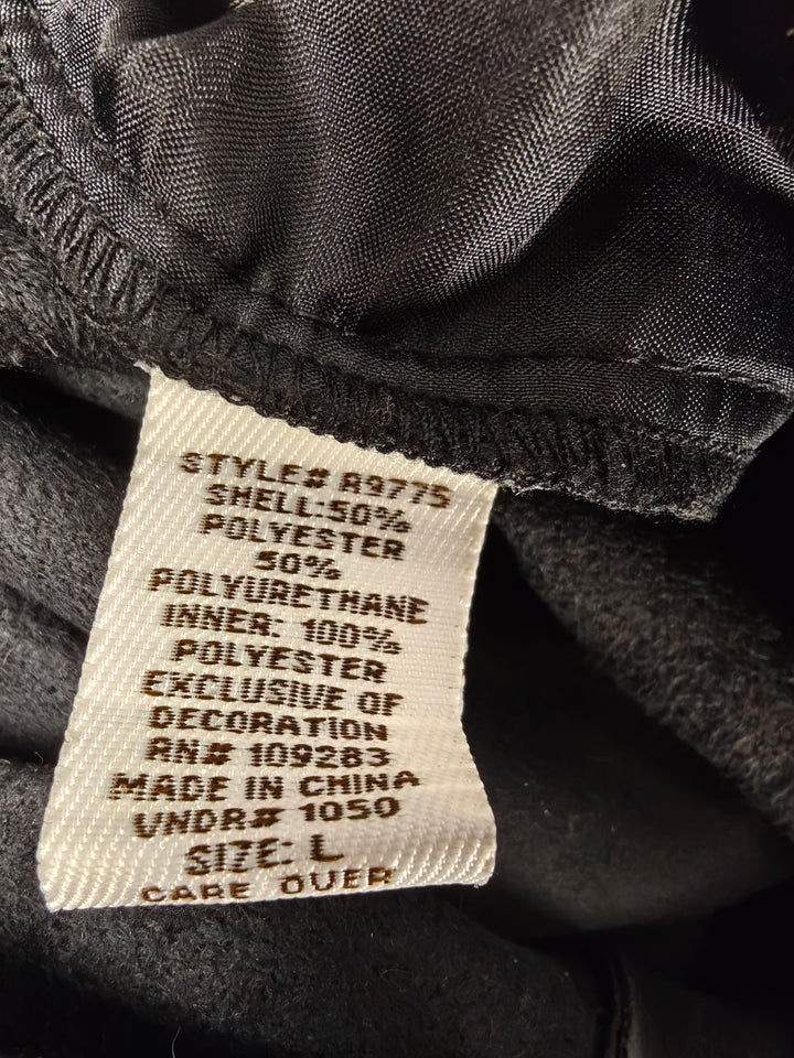 Women Vintage Havana Faux Leather Jogger Pants Black Size Large