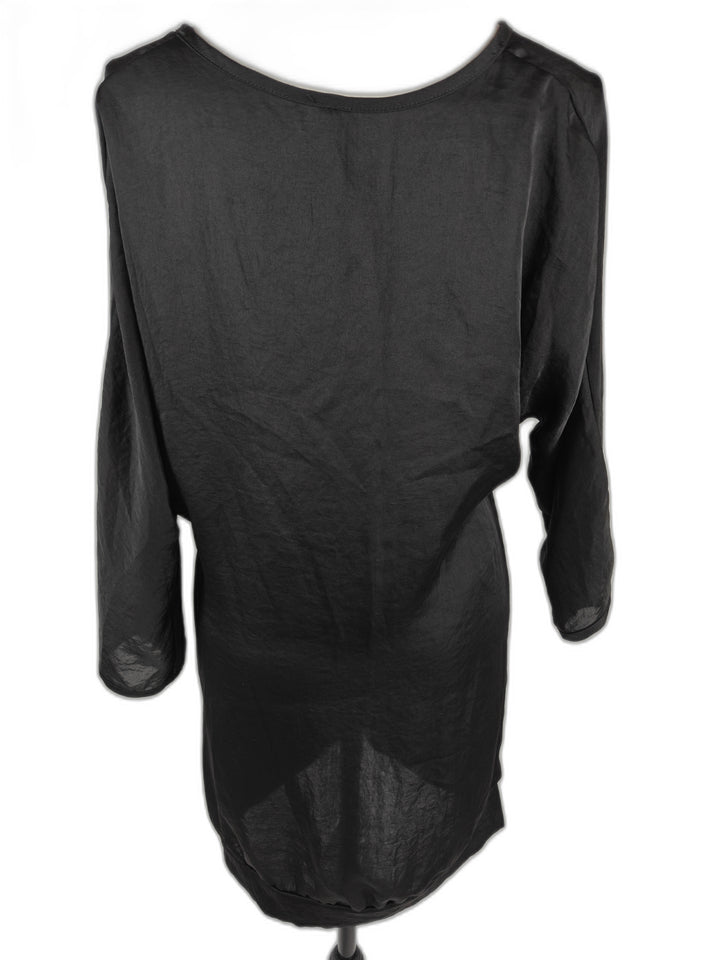 Women’s Renee C Twist Front Draped Tunic Top Black Size Medium
