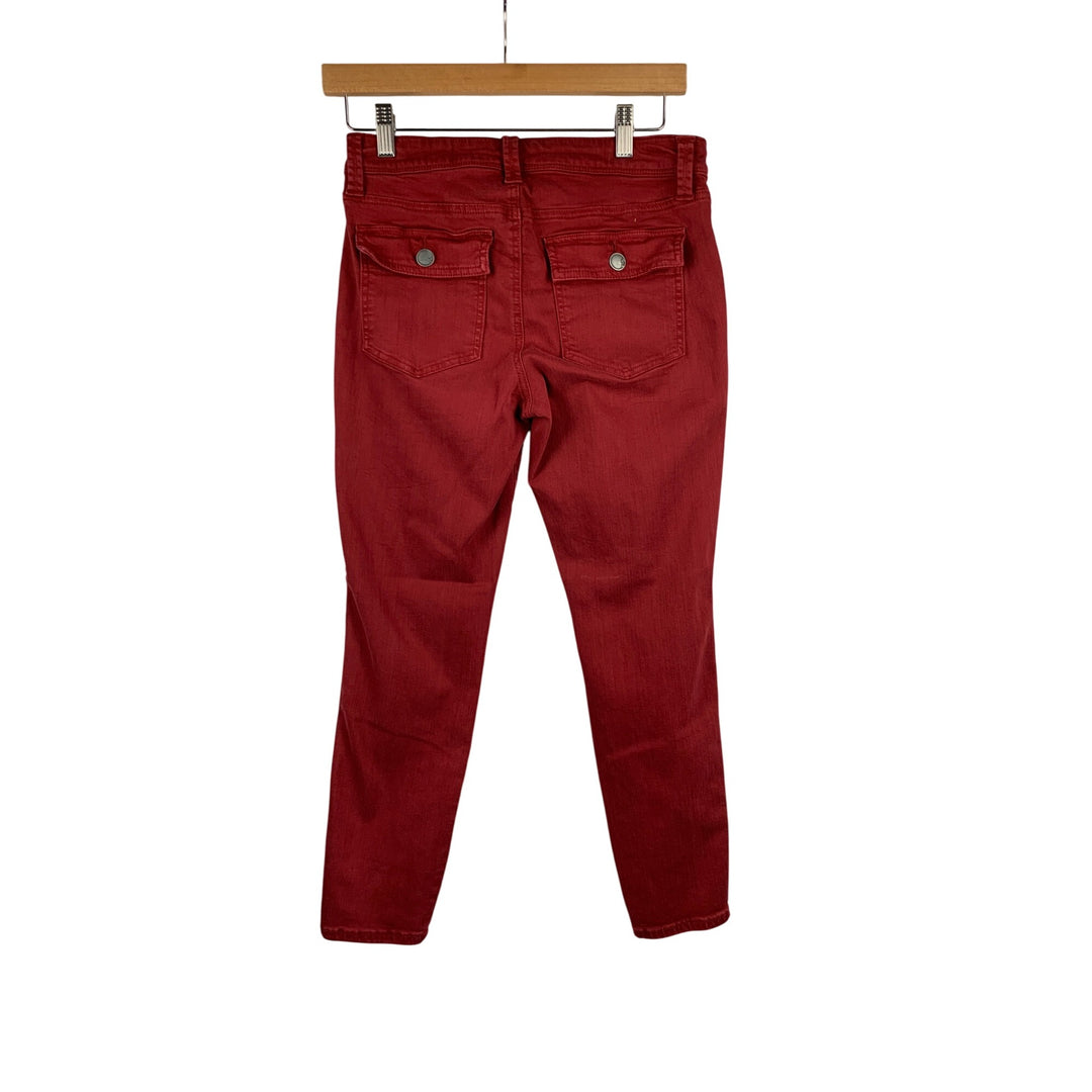 Cosmic Blue Love Red Tencel Cotton Blend Pants Womens Size 28