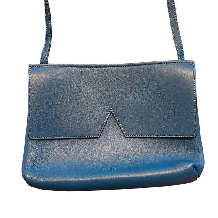 Vince Women's Blue Leather Signature Collection Crossbody Bag Chic Preppy Elegant