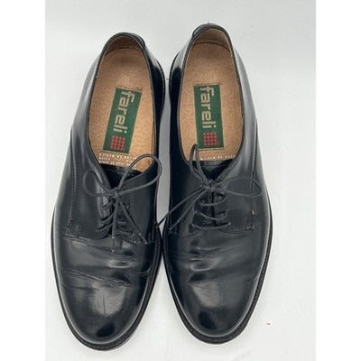 Men’s Fareli Black Leather Oxford Dress Shoes Classic Cap Toe Sz 9-9.5