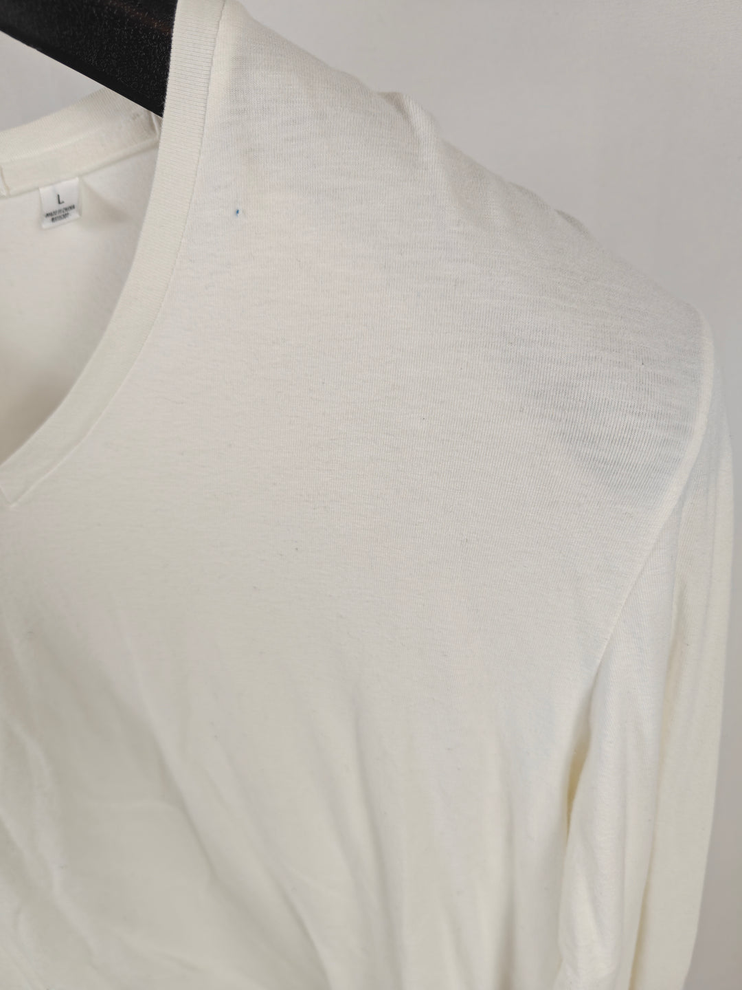Men’s Uniqlo +J Jil Sander V-Neck Shirt White Large Long Sleeve