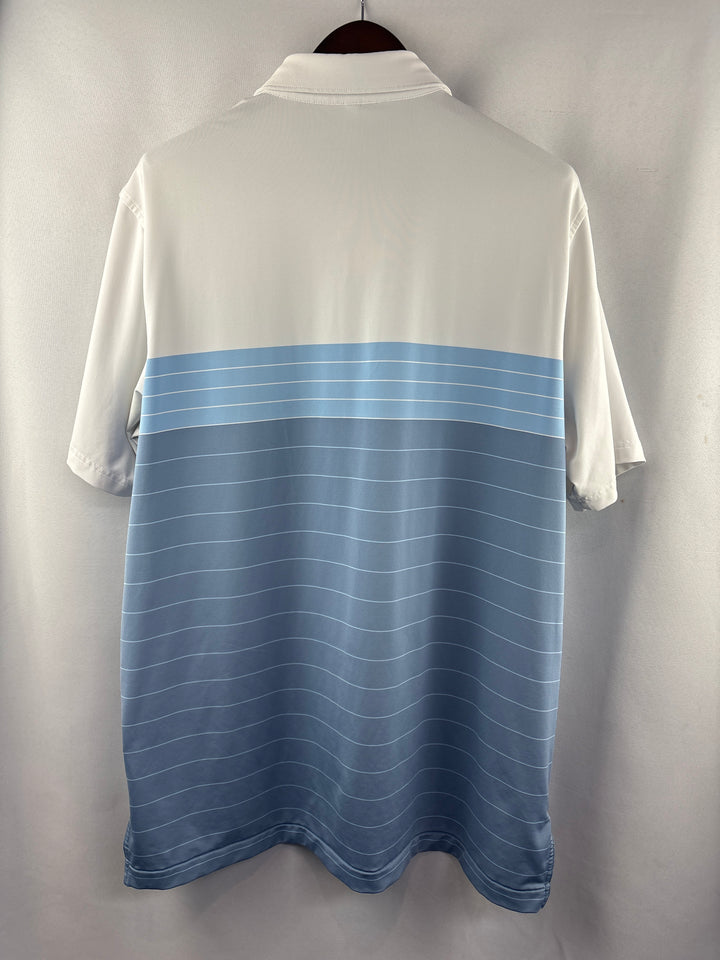 Men’s Peter Millar XL Blue &amp; White Striped Golf Polo