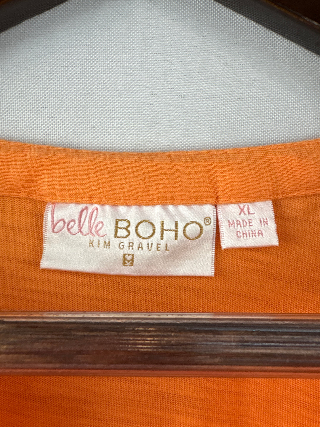 Women’s Belle Boho Kim Gravel XL Bright Orange Embroidered Blouse