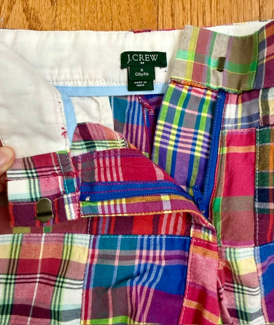 J.Crew Patchwork Madras Shorts – City Fit Sz0/XS