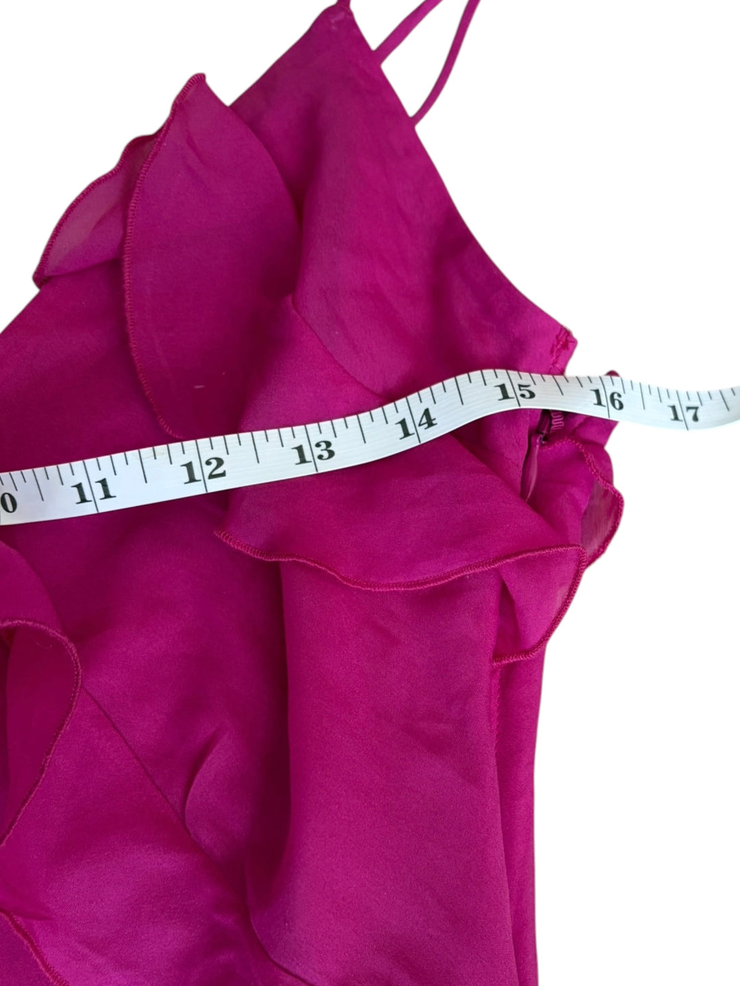 Abercrombie & Fitch Women's Fuchsia Barbie Pink Adjustable Straps Ruffle Asymmetrical Hem Mini Dress, size S