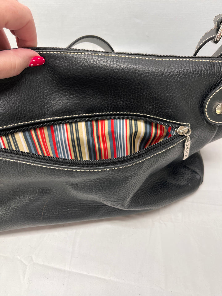 Maxx New York Black Leather Hobo Bag Multi Pocket Slouchy Shoulder Purse Y2K