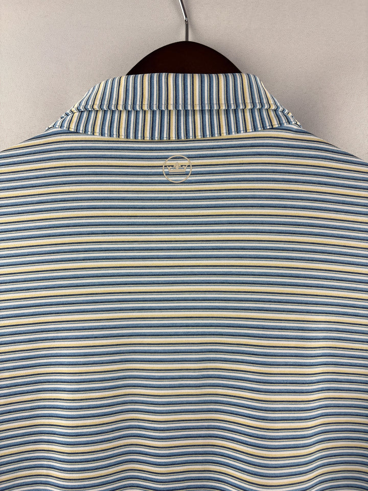 Men’s Peter Millar XL Blue, White, Black Striped Golf Polo