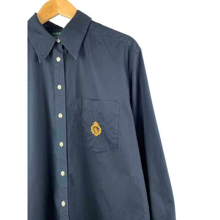 Lauren Ralph Lauren Women’s Black Button-Down Shirt 14W 100% Cotton Long Sleeve