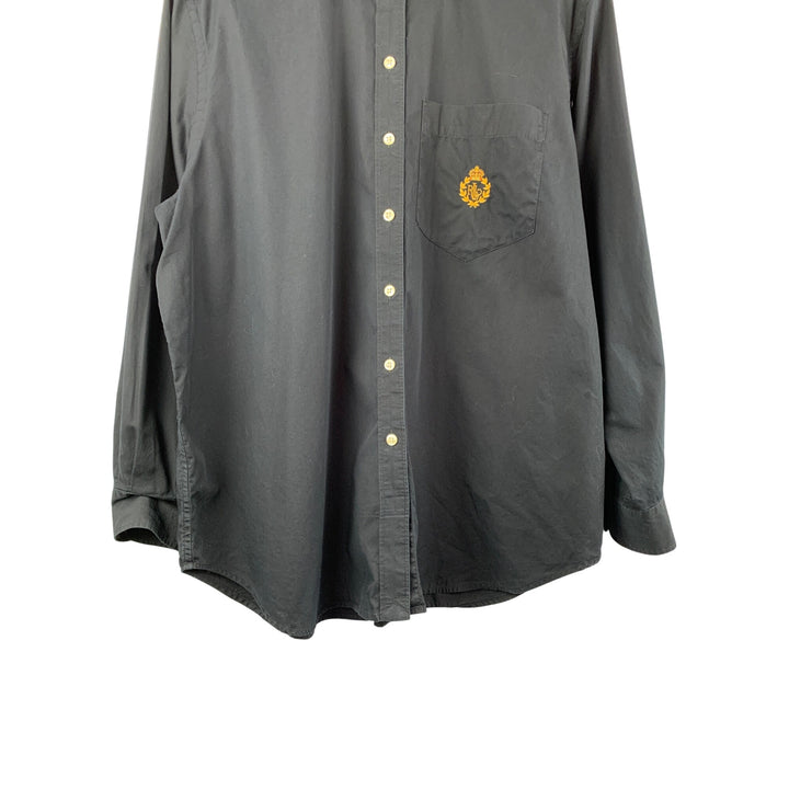 Lauren Ralph Lauren Women’s Black Button-Down Shirt 14W 100% Cotton Long Sleeve