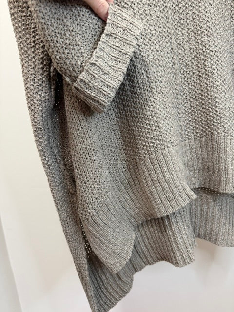 She + Sky Oversized V‑Neck Sweater - Taupe – One Size