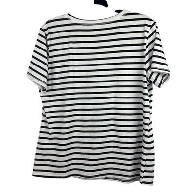 VA- Women’s Lomon V-Cut Black & White Striped T-Shirt Sz XL