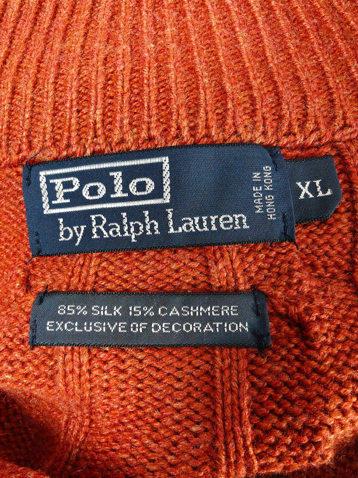 Men’s Polo Ralph Lauren Cable Knit Quarter Zip Orange XL
