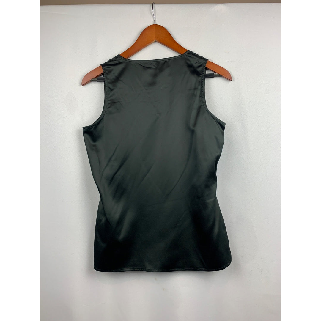 Very Vollbracht Womens Sleeveless Black Satin Top S Polyester/Spandex