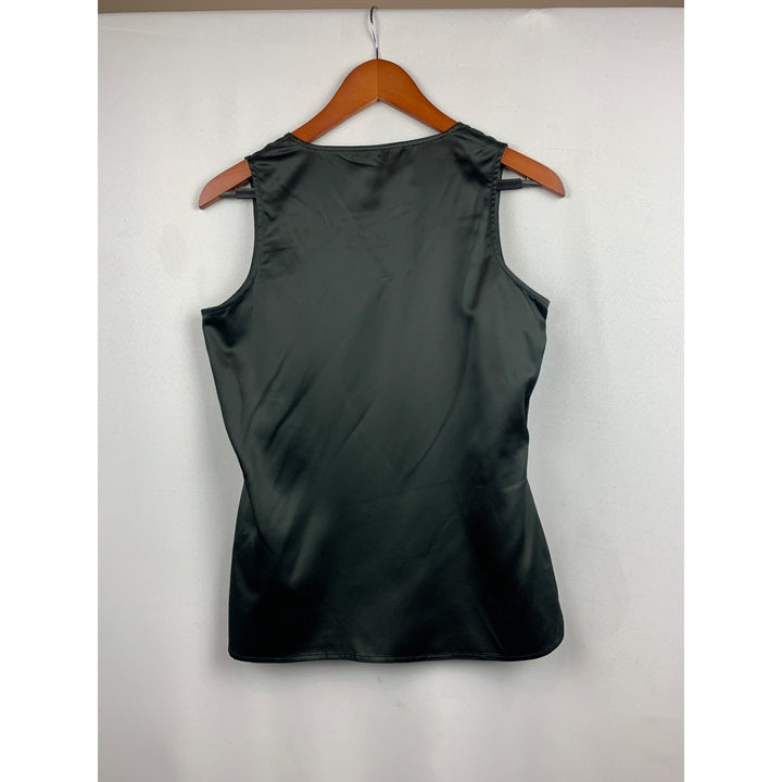 Very Vollbracht Womens Sleeveless Black Satin Top S Polyester/Spandex