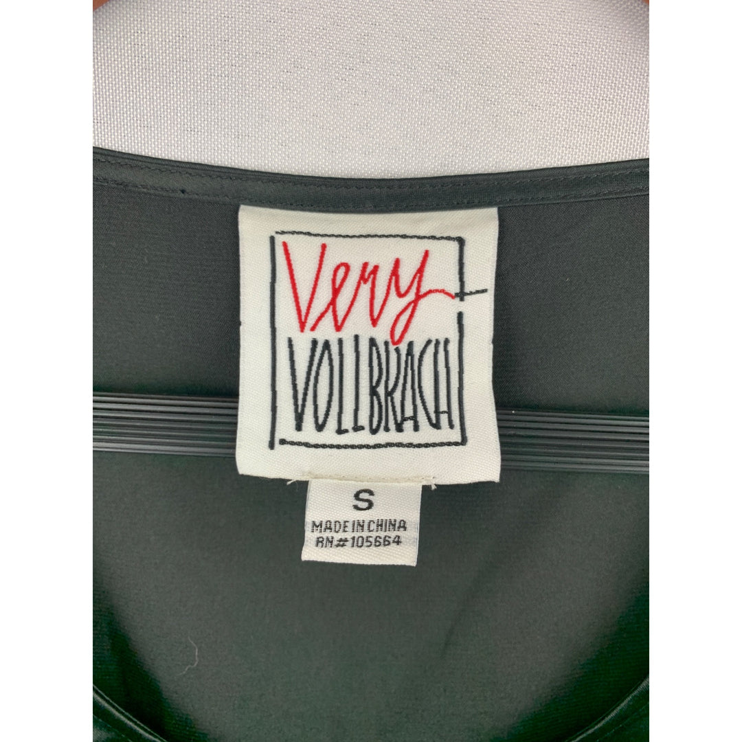 Very Vollbracht Womens Sleeveless Black Satin Top S Polyester/Spandex