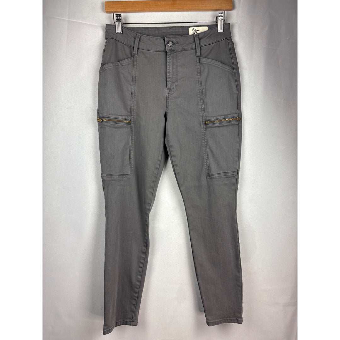 Cosmic Blue Love Gray Cargo Pants Size 28P With Zipper Pockets & Back Pockets
