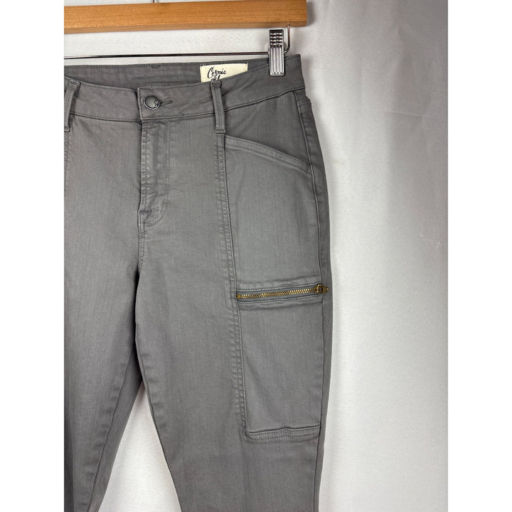 Cosmic Blue Love Gray Cargo Pants Size 28P With Zipper Pockets & Back Pockets
