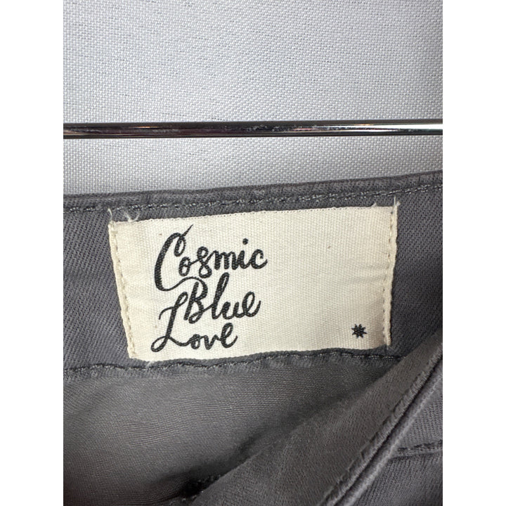 Cosmic Blue Love Gray Cargo Pants Size 28P With Zipper Pockets & Back Pockets
