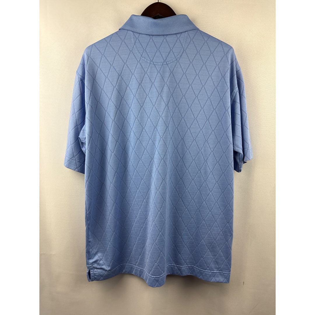 Men’s Vintage Cutter & Buck Large Light Blue Diamond Patterned Polo Shirt
