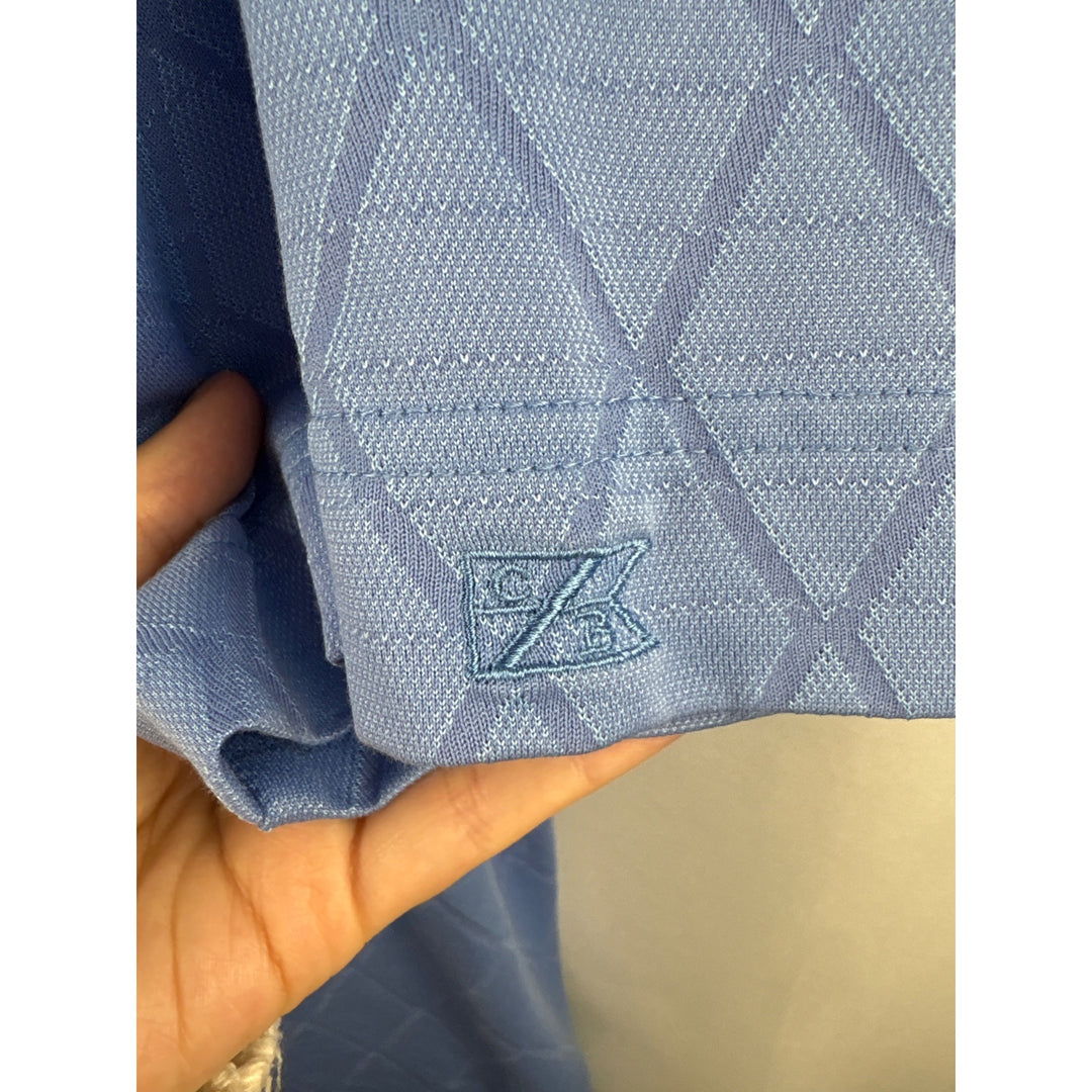 Men’s Vintage Cutter & Buck Large Light Blue Diamond Patterned Polo Shirt