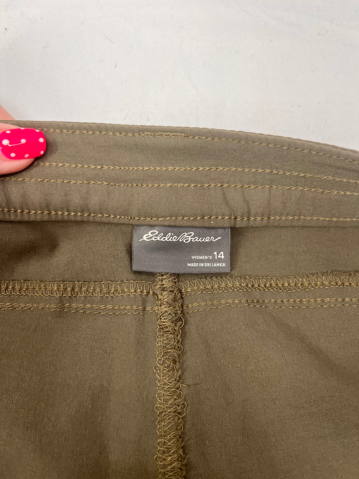 Eddie Bauer Women’s Hiking Cargo Pants Olive Green Outdoor Utility Size 14