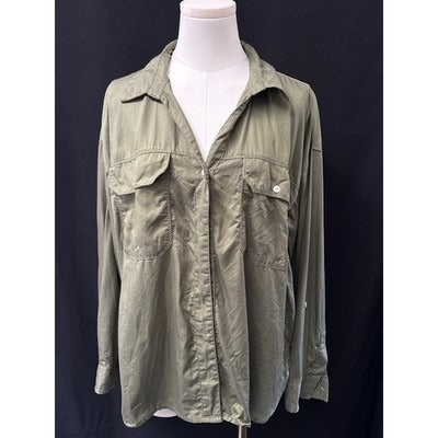 Dip Olive Green Long Sleeve Button-Up Shirt L