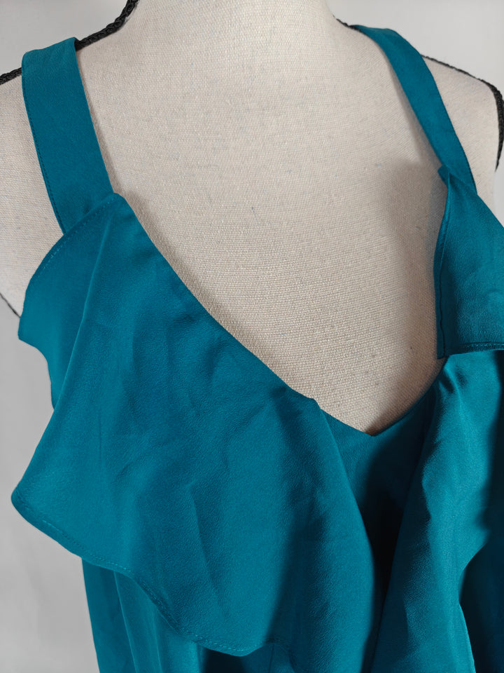 Womens BCBGeneration Ruffle Tank Top Teal Size M