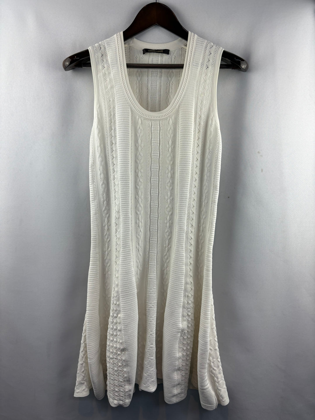 Women’s Roberto Cavalli Medium White Knit Sleeveless dress