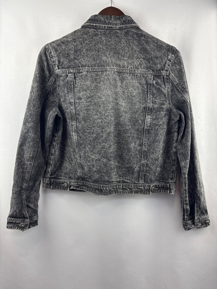 Women’s Highway Jeans Large Dark Gray Distressed Jean Jacket
