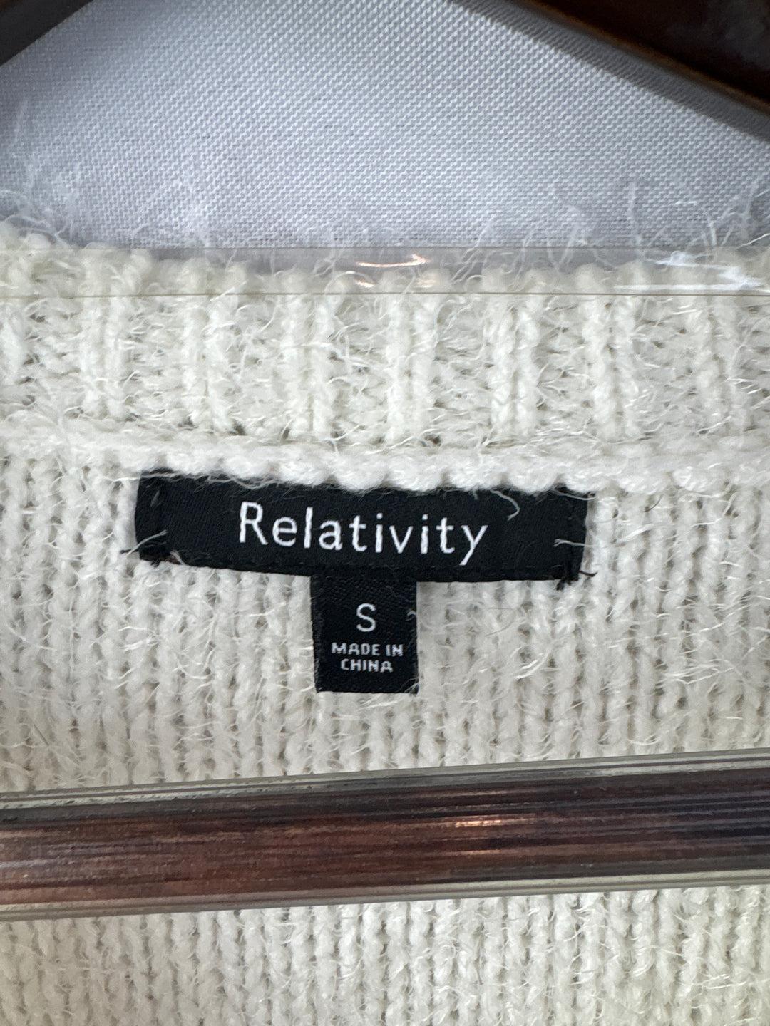 Women’s Relativity Small Cream Fuzzy Knit Sweater