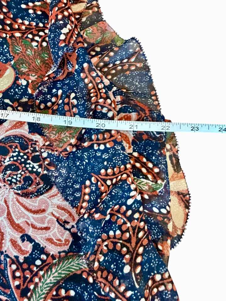 Madewell Boho Floral Ruffle Navy Dress Size XL