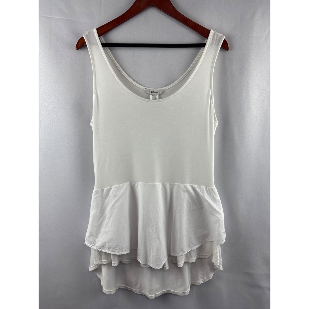 DiNucci Womens Medium Sleeveless Peplum Top Bamboo & Cotton Blend White