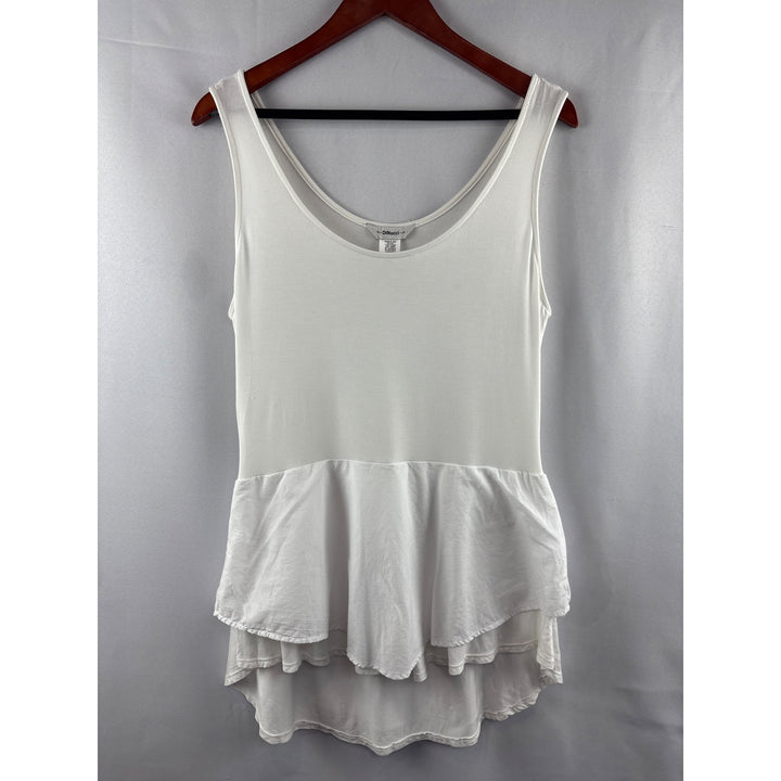 DiNucci Womens Medium Sleeveless Peplum Top Bamboo & Cotton Blend White