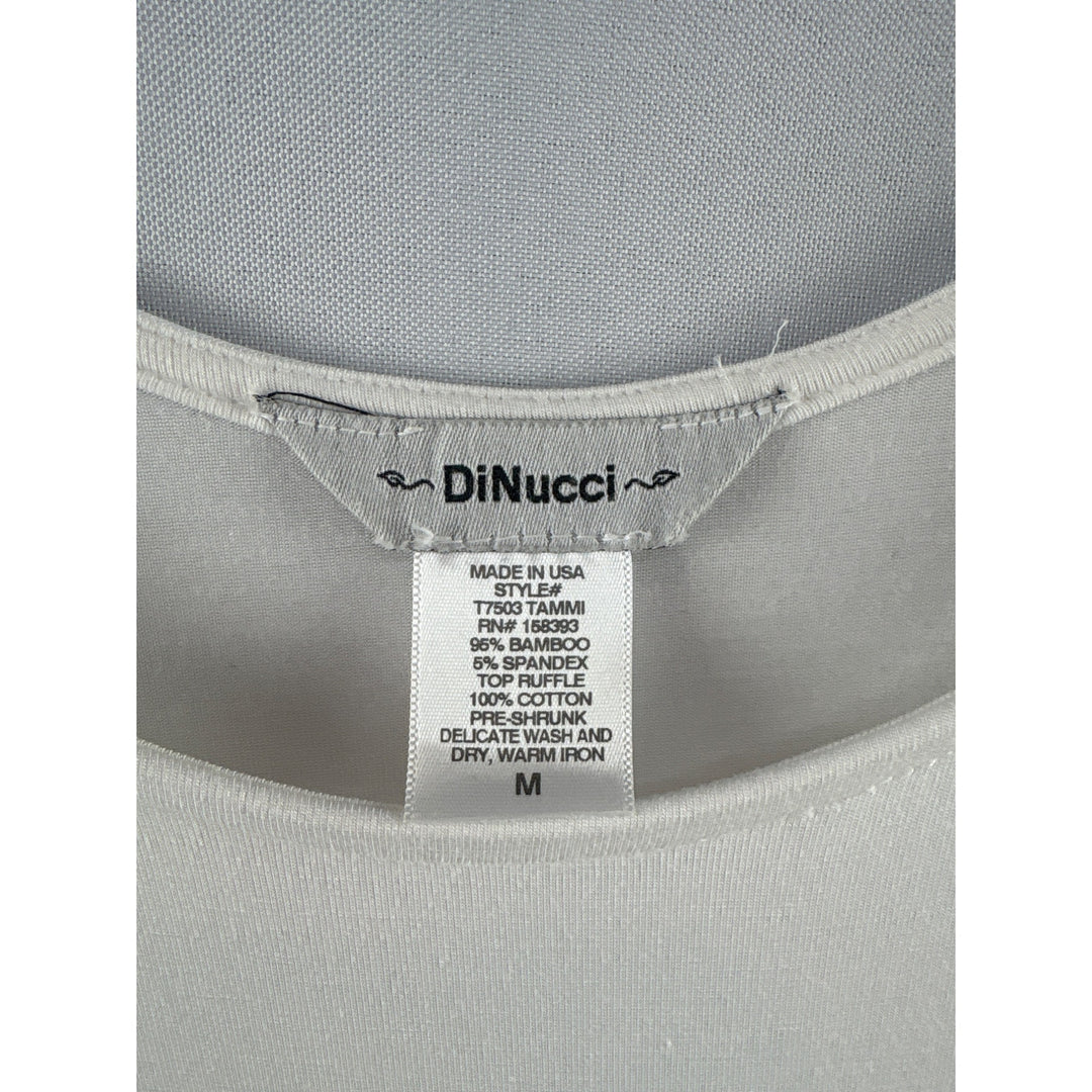 DiNucci Womens Medium Sleeveless Peplum Top Bamboo & Cotton Blend White
