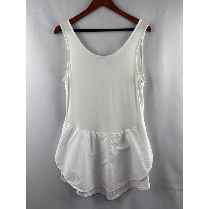 DiNucci Womens Medium Sleeveless Peplum Top Bamboo & Cotton Blend White