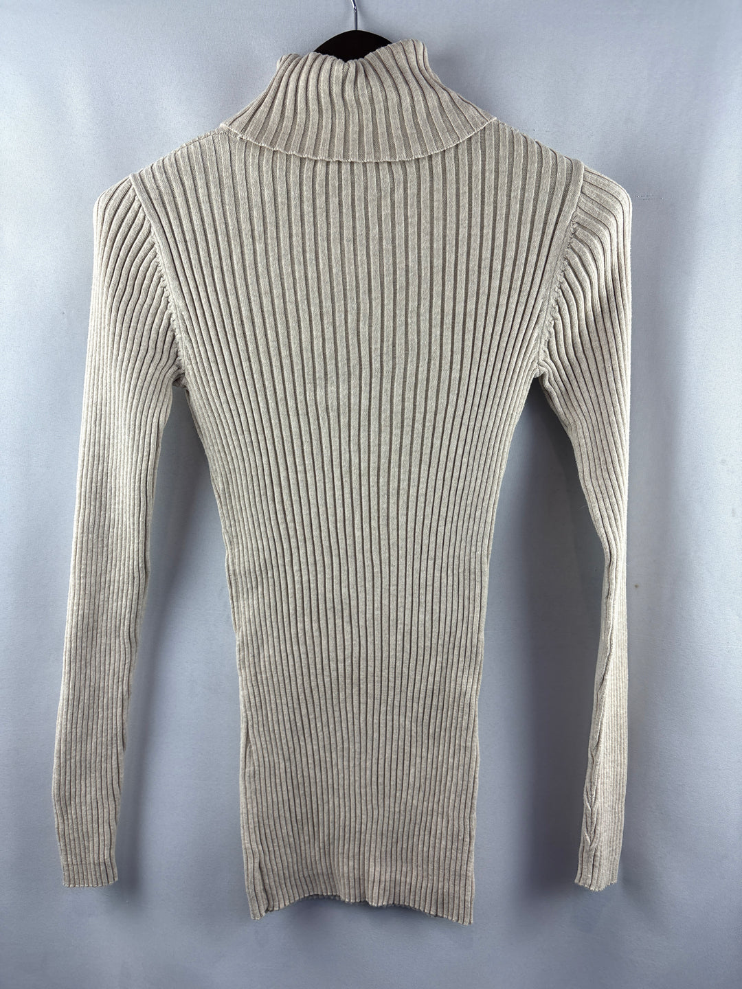 Women’s Ruff Hewn Medium Beige Ribbed Turtleneck Sweater