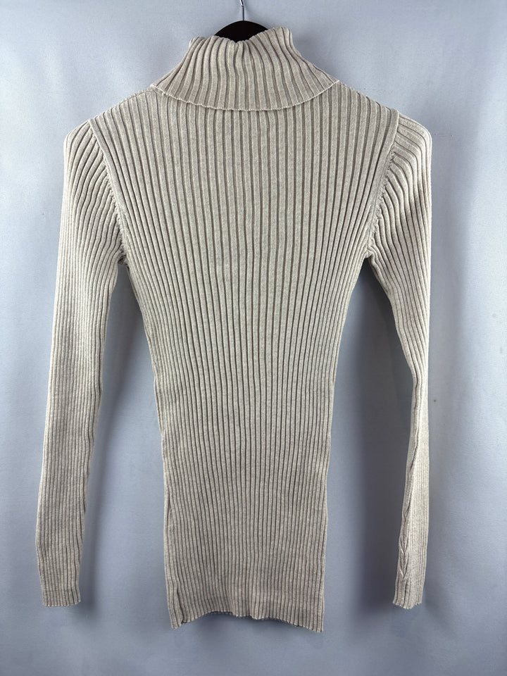 Women’s Ruff Hewn Medium Beige Ribbed Turtleneck Sweater