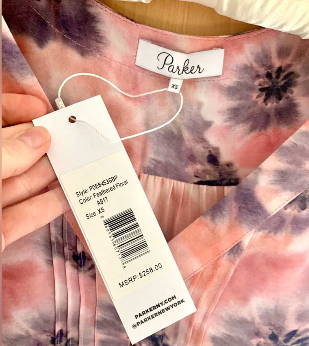 Parker Camilia Silk-Blend Muted Print Blouse SzXS NWT
