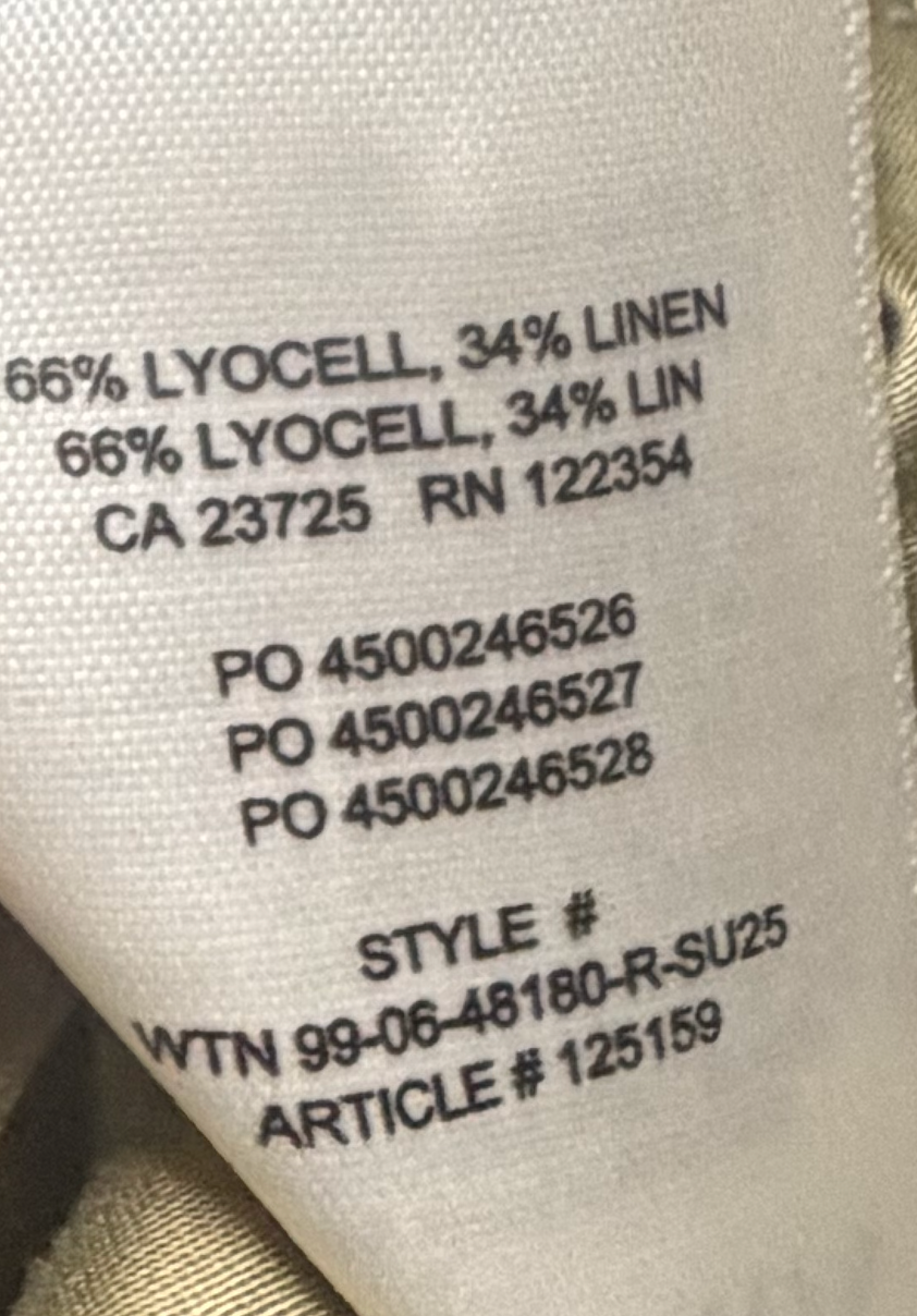Aritzia Limitless Linen Curve Fit High Rise Wide Leg Pants Size 12 Olive Tan NWT