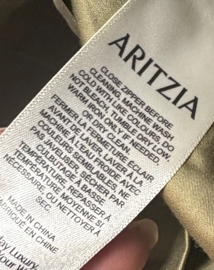 Aritzia Limitless Linen Curve Fit High Rise Wide Leg Pants Size 12 Olive Tan NWT
