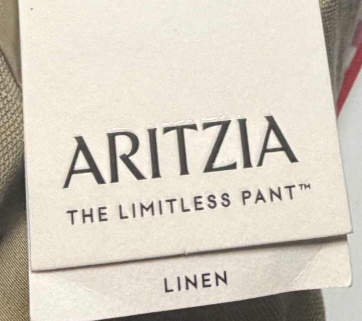 Aritzia Limitless Linen Curve Fit High Rise Wide Leg Pants Size 12 Olive Tan NWT